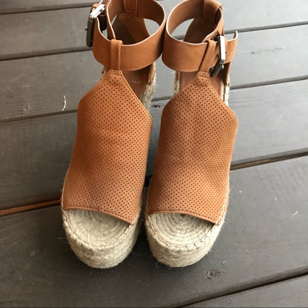 Marc Fisher Platform Wedge Cognac Suede